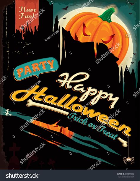 Vintage Halloween Poster Design Stock Vector Illustration 211251982 ...