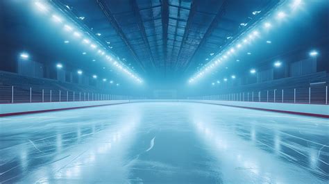 Professional ice arena showcases empty skating rink with glossy surface