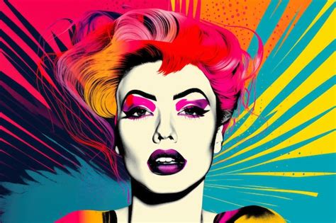 Premium Ai Image Vibrant Pop Art Portrait Of A Confident Woman With