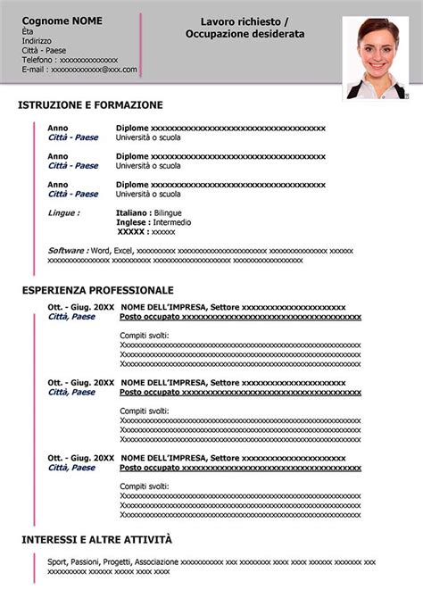 Esempio Di Curriculum Vitae Da Scaricare Esempi Di CV