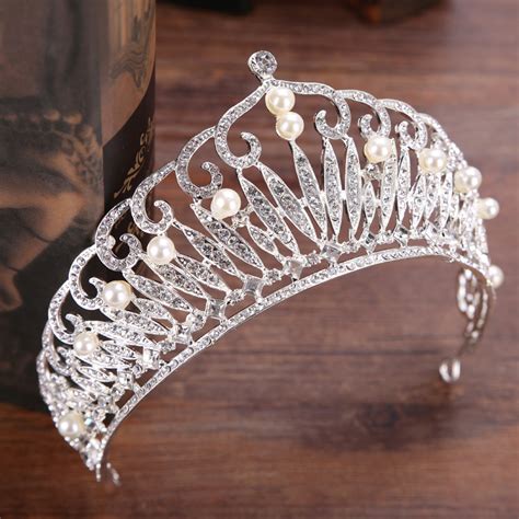 7cm High Large Adult Crystal Pearl Wedding Bridal Party Pageant Prom