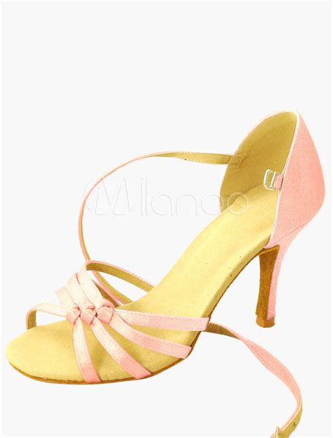 Zapatos de bailes latinos de satén nude Milanoo