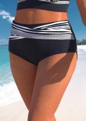 High Waisted Plus Size Navy Striped Bikini Bottom Modlily USD 20 98