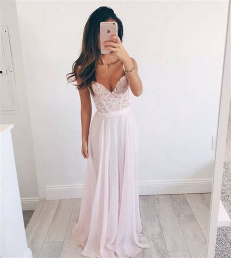 Light Pink Long Prom Dresses Elegant A Line Sweetheart Lace Long Evening Dresses Formal Dress On