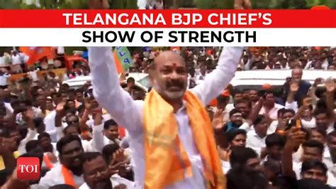 Telangana Bjp Chief Bandi Sanjay Holds Massive Rally After Being