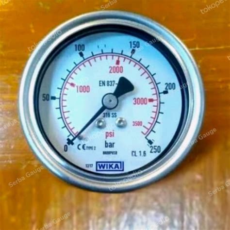 Jual Wika Pressure Gauge 0 250 Bar Dua Scala Drat 1 4 Bspt Kode Lc109