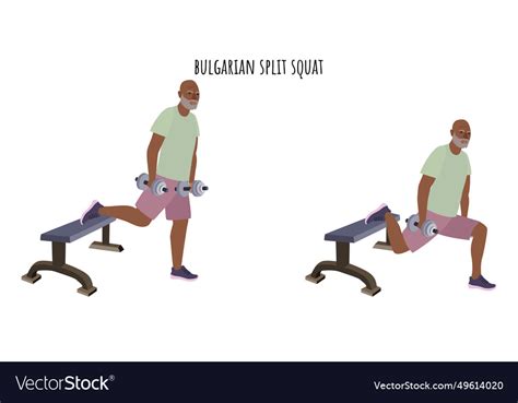 Senior Man Doing Bulgarian Split Squat Exercise Vector Image