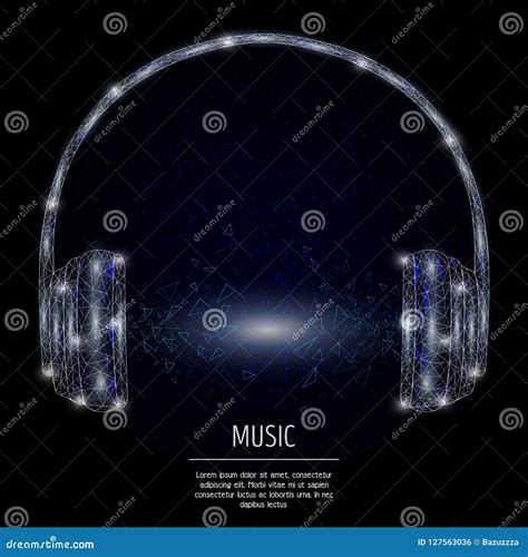 Headphones Vector Geometric Polygonal Art Style Background Stock Vector