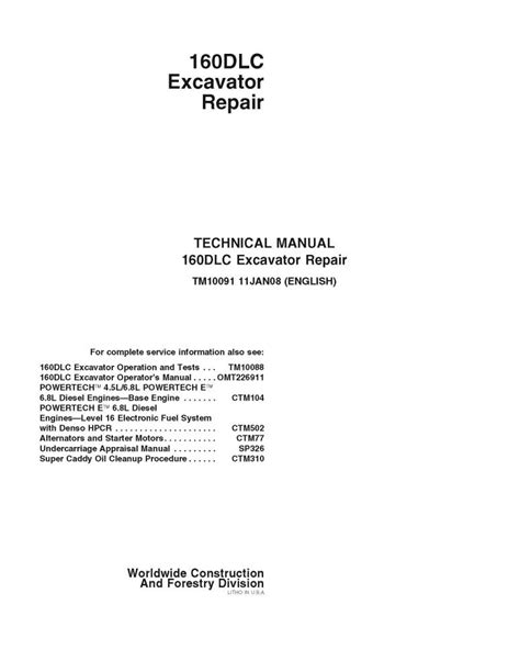 John Deere 160DLC excavadora pdf manual técnico de reparación