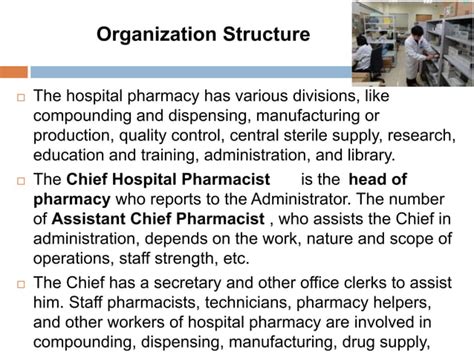 Hospital Pharmacy And Its Organisation Pptx