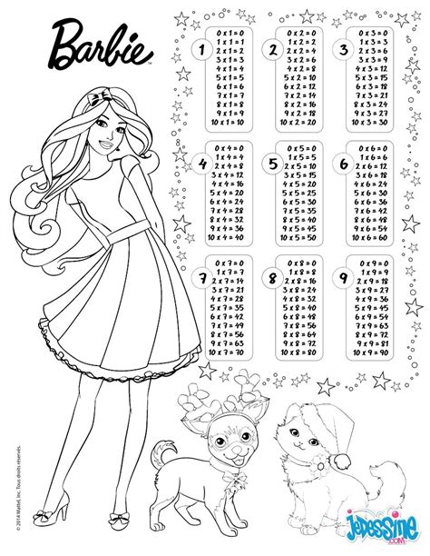 Multiplication Table Barbie Coloring Pages