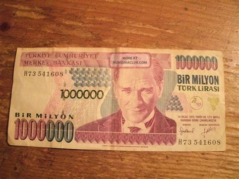 1000000 Bir Milyon Turk Lirasi Note