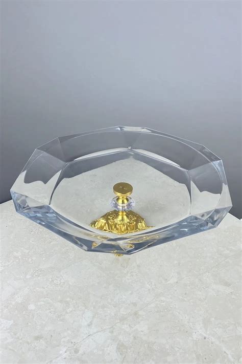 Paşabahçe Nude Reflection Büyük Gold Ayaklı Cam Pasta Sunumluğu