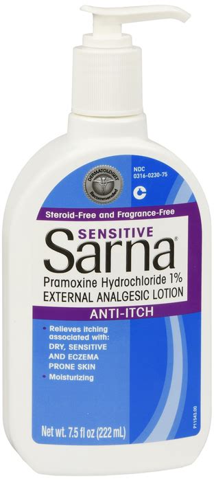 Sarna Anti Itch Lotion Sensitive Max Strength Pramoxine Hcl 7 5 Fl Oz Bottle