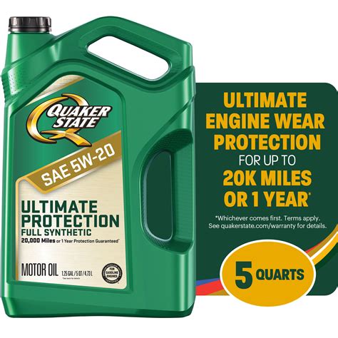 Quaker State Ultimate Protection Full Synthetic 5w 20 Motor Oil 5