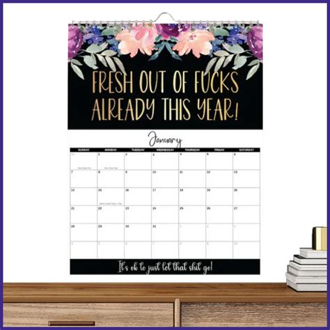 Sweary Calendar Wall Calendar For Tired Ass Women Funny