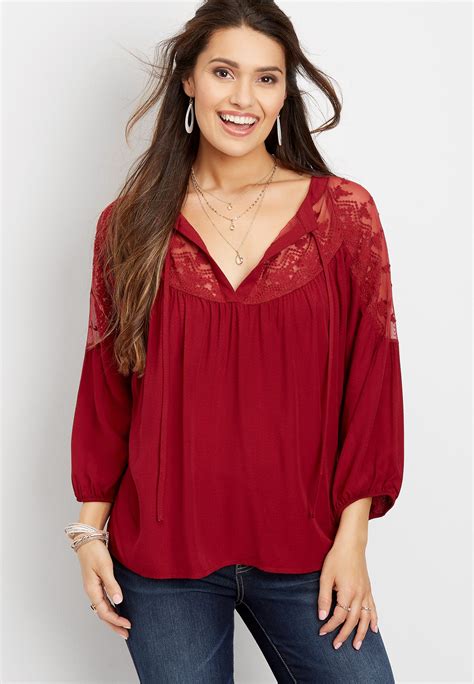 Maurices Womens Embroidered Peasant Blouse Size Xx Large Peasant