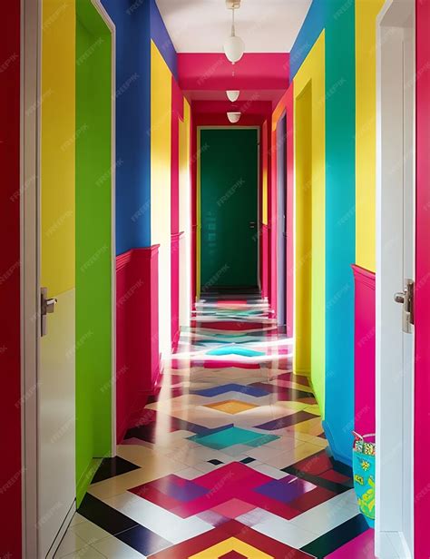 Premium Ai Image Multicolored Hallway Background Generated By Ai