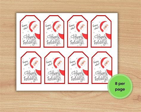 Secret Santa Gift Tags Printable - Etsy