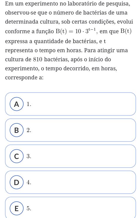 Apos Varias Experiencias Em Laboratorio Observou Se Que A Concentração