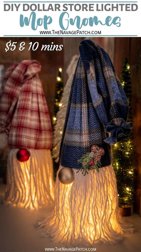 How To Make Beautiful Lighted Mop Gnomes With Dollar Tree Materials