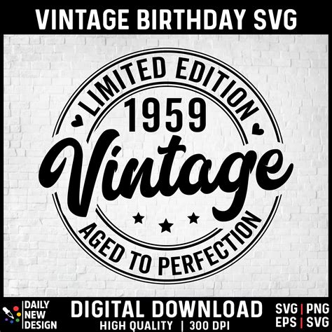 65th Birthday Svg Vintage 1959 Svg 65th Birthday T For Women 65th