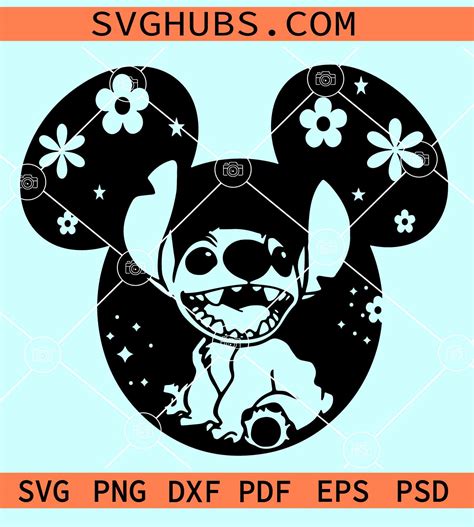 Stitch Mickey Ears Svg Stitch Disneyland Ears Svg Disney Stitch Svg