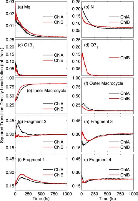 Calculated Averaged Squared Transition Density In ChlA Black And ChlB