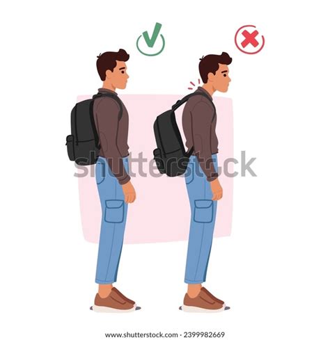 Wrong Posture Hunched Back Slouched Shoulders Stock Vector Royalty