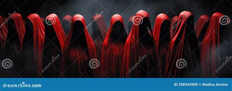 A Mesmerizing Scene Of People In Vibrant Red Cloaks With Hoods