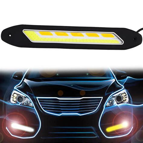 2pcs Car Led Daytime Running Lights Drl Turn Signal Light Indicator Cob Car Styling Fog Lights