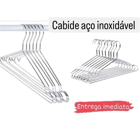 Kit 10 Kit Cabides E Kit 5 Cabide Inox Adulto Tintureiro Metal