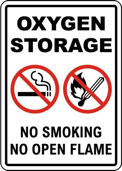 Oxygen Storage No Smoking No Open Flames Sign - Save 10% Instantly