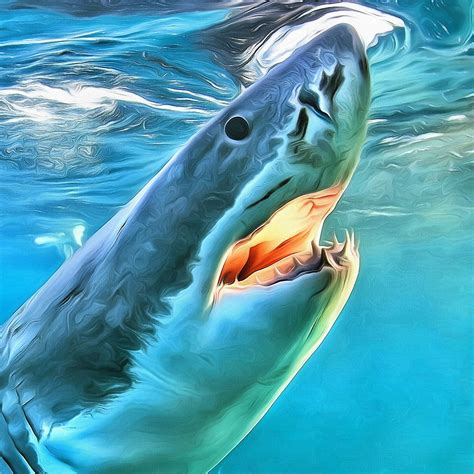 Great White Shark Wall Art Large Underwater World Canvas Wall | Etsy