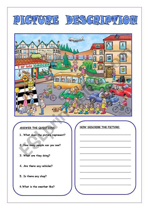 Picture Description 1 Esl Worksheet By Sarahkay