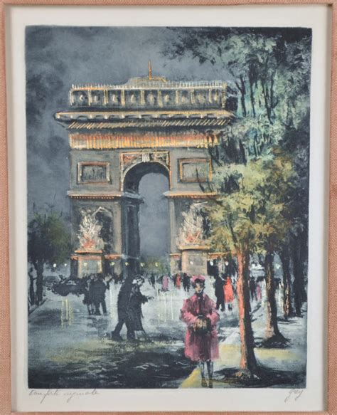 Vintage Mid Century Paris Arc De Triomphe Etching Pencil Signed By