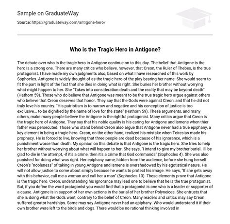 ⇉who Is The Tragic Hero In Antigone Essay Example Graduateway