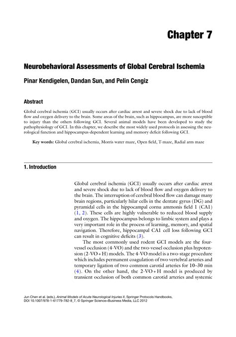 PDF Neurobehavioral Assessments Of Global Cerebral Ischemia