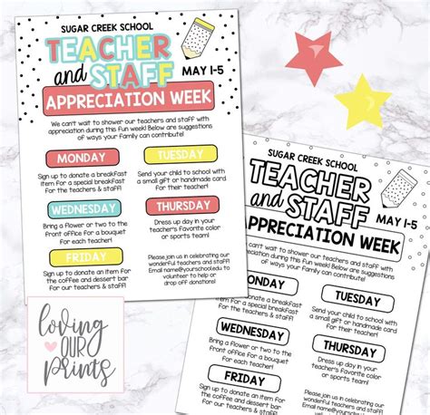 Teacher Appreciation Week Schedule Editable Teacher Appreciation Flyer