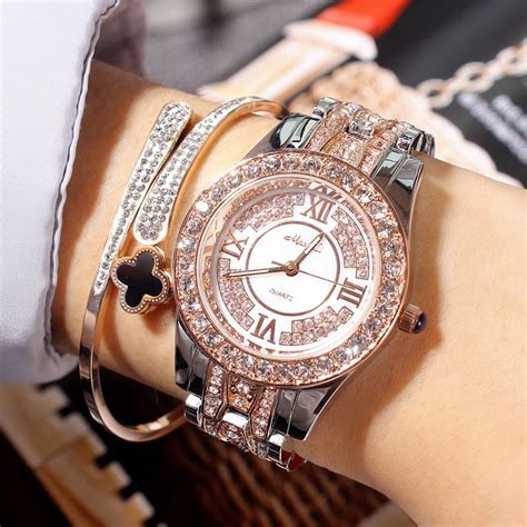 Women Big Diamond Bracelet Watches Luxury Crystal Women Bracelet Watch