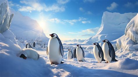 Premium AI Image Penguins On The Snow