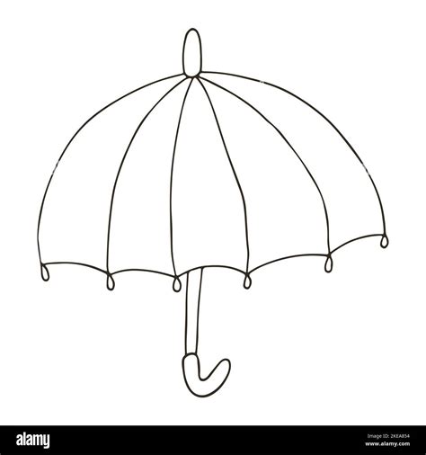 Autumn Illustration In Hand Drawn Style Umbrella Monochrome Drawing Icon Sign Sticker Stock