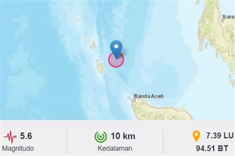 Gempa Tektonik Magnitudo Guncang Sabang Aceh Dan Sekitarnya Bmkg