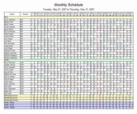 Nursing Staffing Plan Template Awesome Monthly Employee Shift Schedule