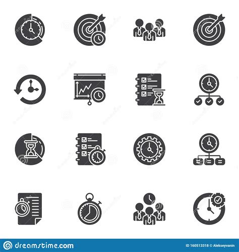 Iconos Del Vector De La Gesti n De Tiempo Fijados Ilustración del