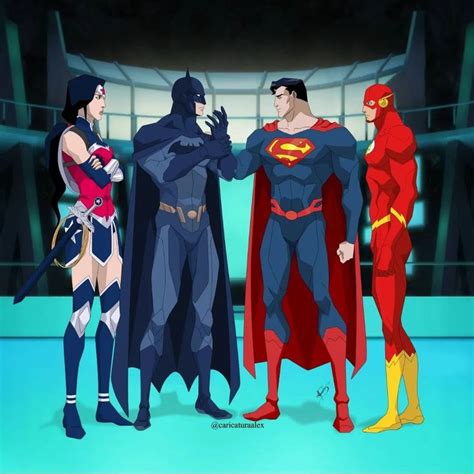 Three Superheros Standing Next To Each Other In Front Of A Building