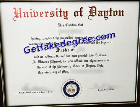 University of Dayton Authentic Degree Template - Buy Fake High School ...