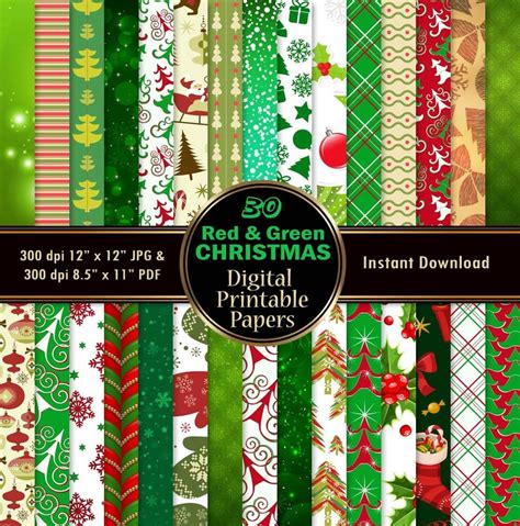 Weihnachten Scrapbook Papier Weihnachten Digital Paper Pack Etsy