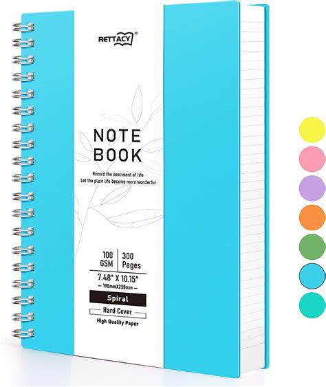 RETTACY B5 Wirebound Notebooks Colorful Spiral Notebooks 150 Sheets 300