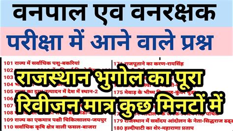 3 रजसथन वनपल वनरकषक पपर model Paper Solution Vanpal